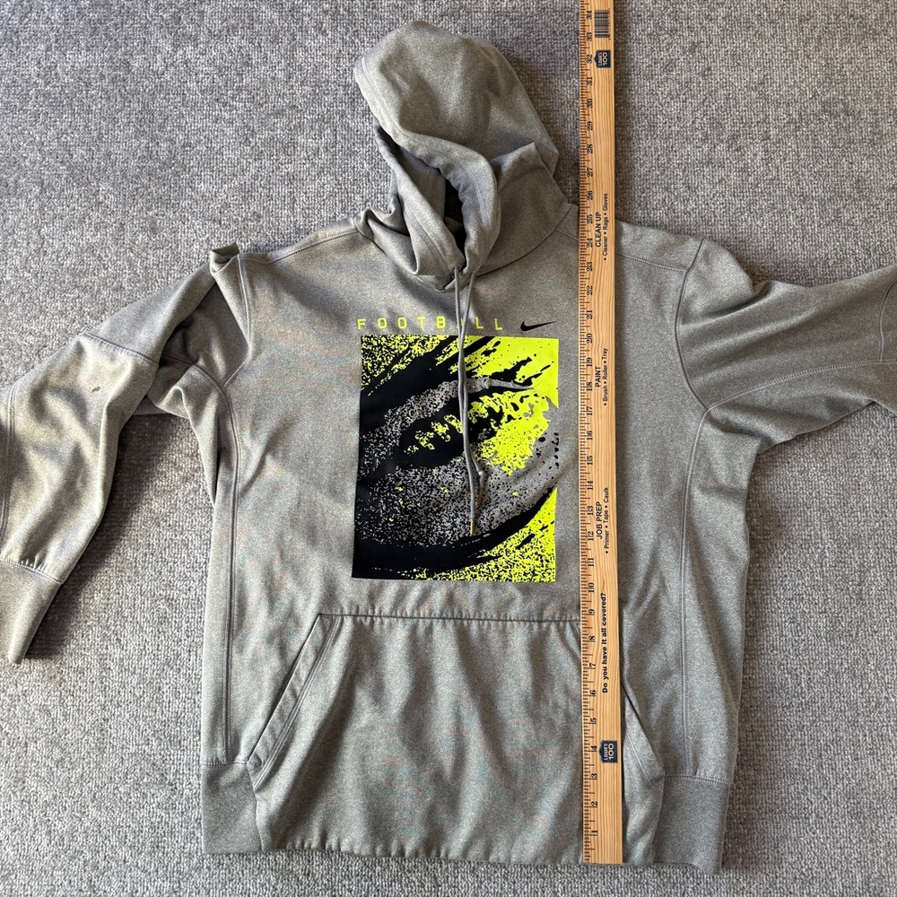 Nike Dri-Fit Men's Gray Neon Football Graphic Hoodie Sweatshirt Size Medium - Picture 6 of 8